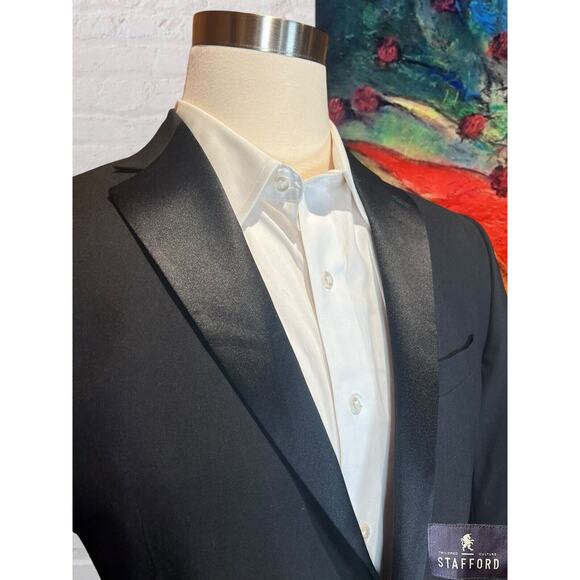 Stafford Tuxedo Jacket 40L Mens Black Suit Coat Jacket Only - Picture 5 of 14